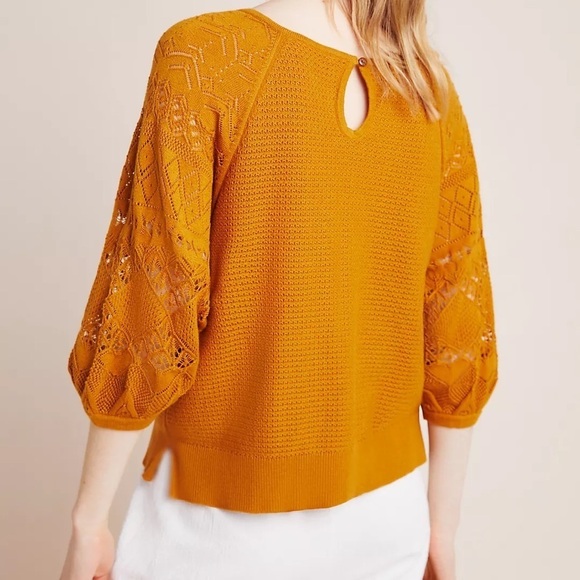 Anthropologie Martina Pointelle Pullover in Honey | size small - Picture 2 of 10